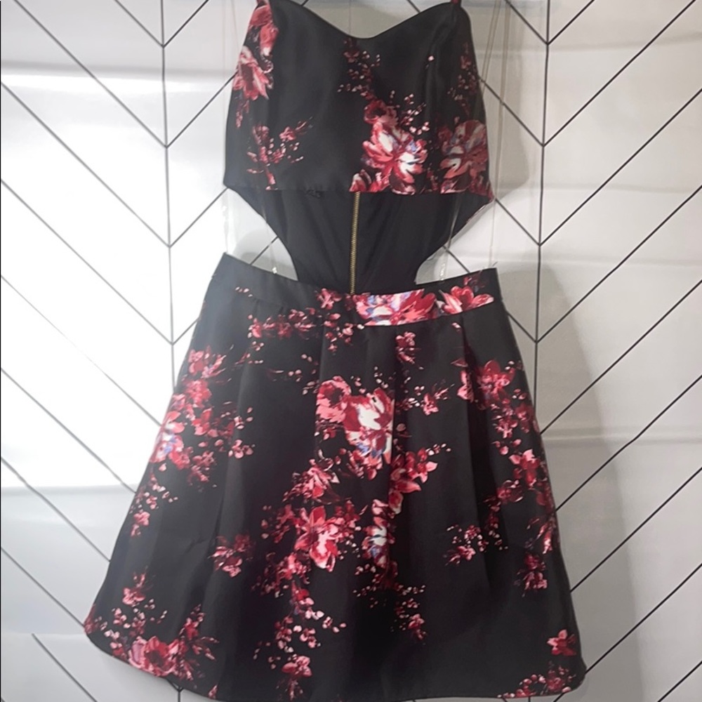 Black and pink medi crop dress